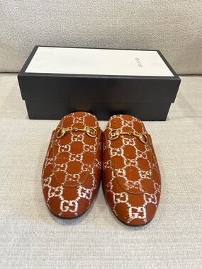 Gucci Women’s Orange GG Canvas Horsebit Loafers
